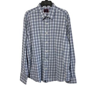 UNTUCKit Size XL Burklin Blue White Plaid Long Sleeve Button Up Shirt Preppy
